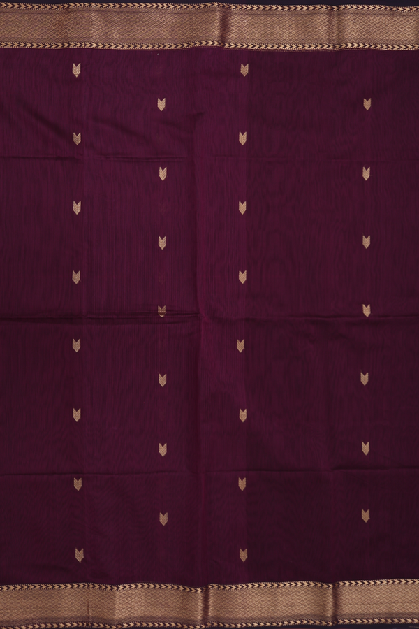 Maheswari Silk Cotton Saree In Coffee Brown With Zari Buttas