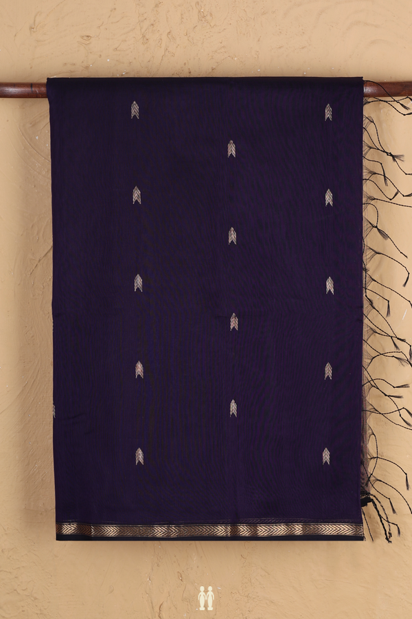 Maheswari Silk Cotton Saree In Deep Purple With Arrow Buttas