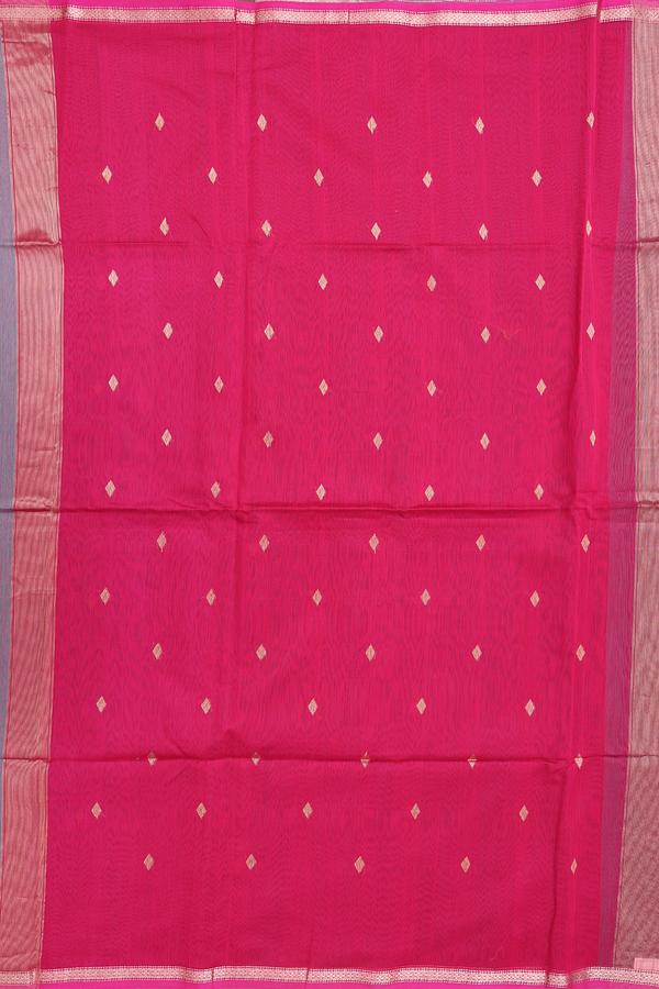 Maheswari Silk Cotton Saree In Dual Tone With Zari Buttas