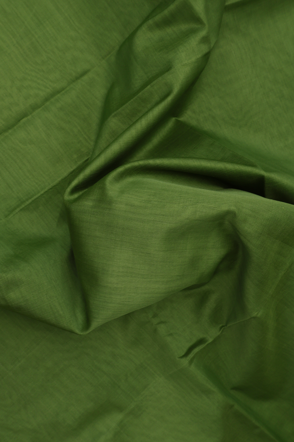 Maheswari Silk Cotton Saree In Fern Green With Chevron Border