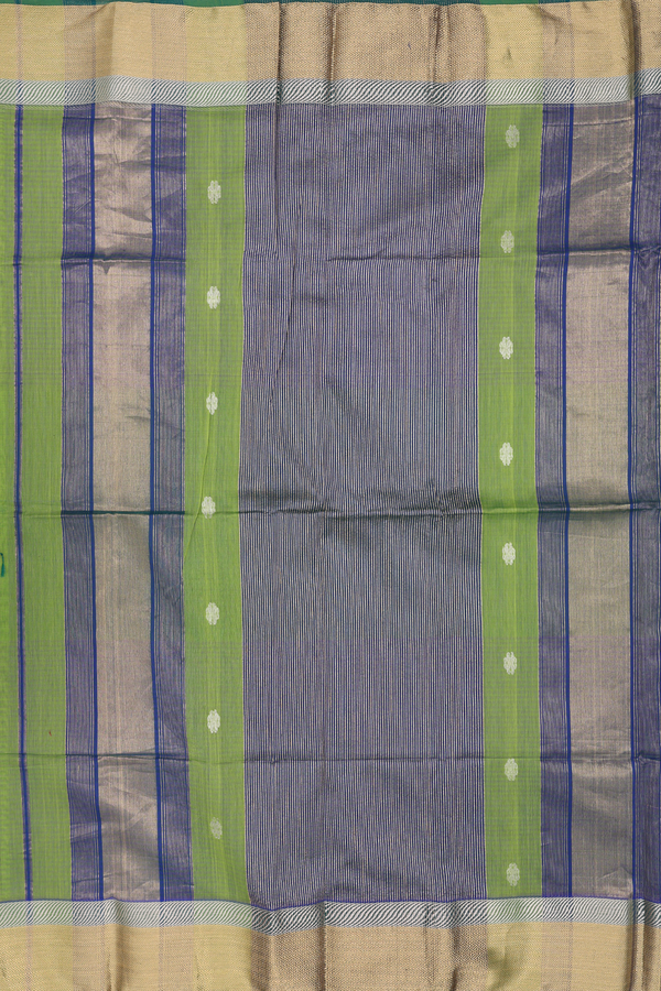 Maheswari Silk Cotton Saree In Fern Green With Floral Buttas