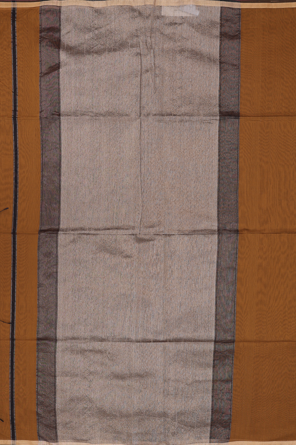 Maheswari Silk Cotton Saree In Golden Brown With Zari Border