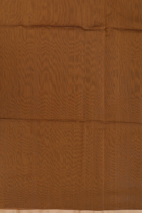 Maheswari Silk Cotton Saree In Golden Brown With Zari Border