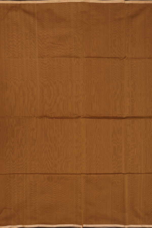 Maheswari Silk Cotton Saree In Golden Brown With Zari Border