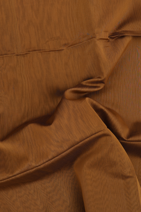 Maheswari Silk Cotton Saree In Golden Brown With Zari Border