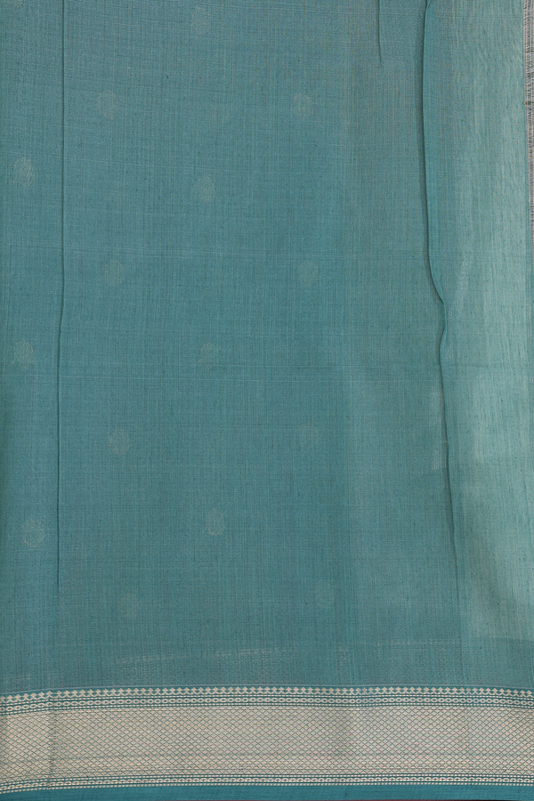 Maheswari Silk Cotton Saree In Green Beige With Zari Buttas