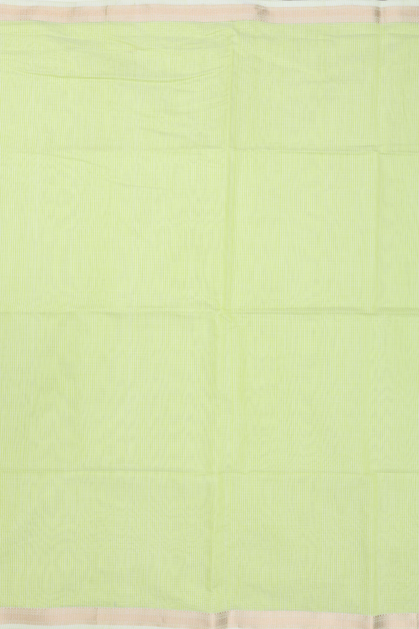 Maheswari Silk Cotton Saree In Green With Checks Design