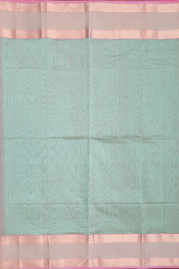 Maheswari Silk Cotton Saree In Green With Contrast Border