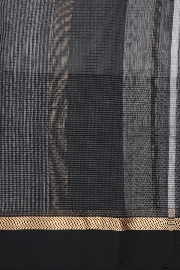 Maheswari Silk Cotton Saree In Grey Black With Stripes Design