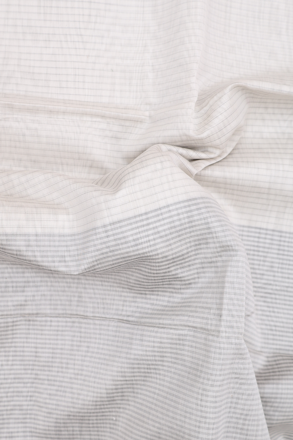 Maheswari Silk Cotton Saree In Grey Black With Stripes Design