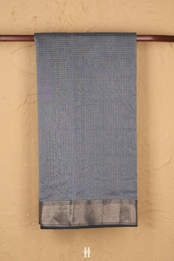 Maheswari Silk Cotton Saree In Grey With Checks Design