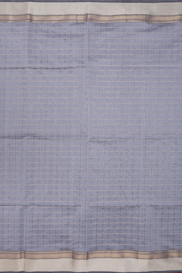 Maheswari Silk Cotton Saree In Grey With Checks Design