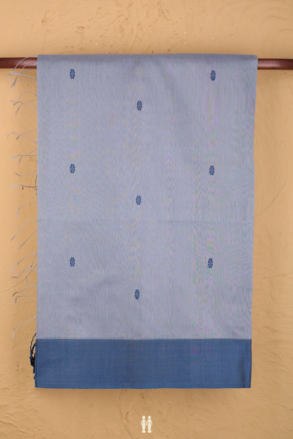 Maheswari Silk Cotton Saree In Grey With Floral Buttas