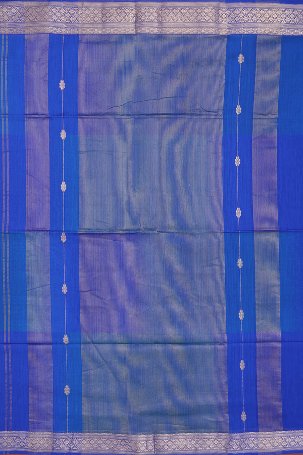 Maheswari Silk Cotton Saree In Indigo Blue With Floral Desig