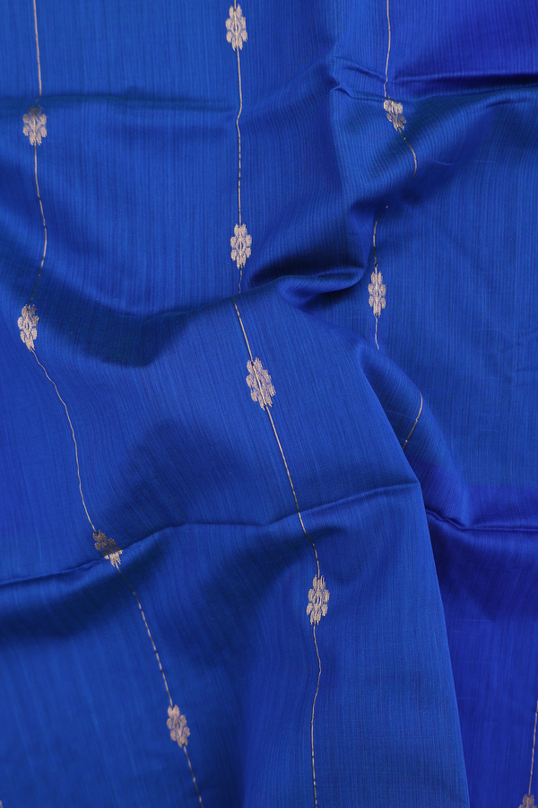 Maheswari Silk Cotton Saree In Indigo Blue With Floral Desig