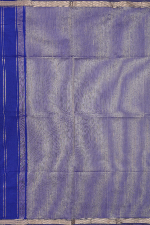 Maheswari Silk Cotton Saree In Indigo Blue With Zari Border