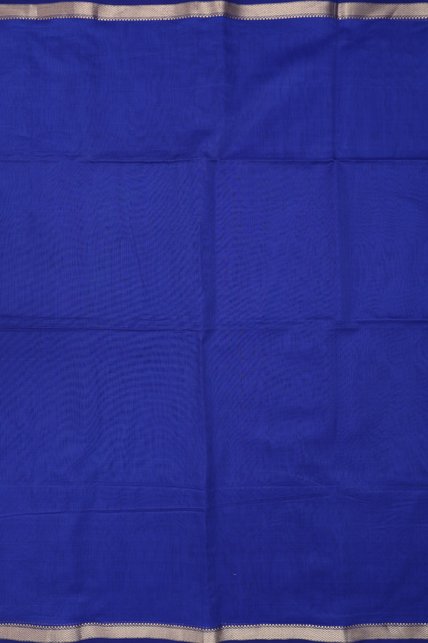 Maheswari Silk Cotton Saree In Indigo Blue With Zari Border