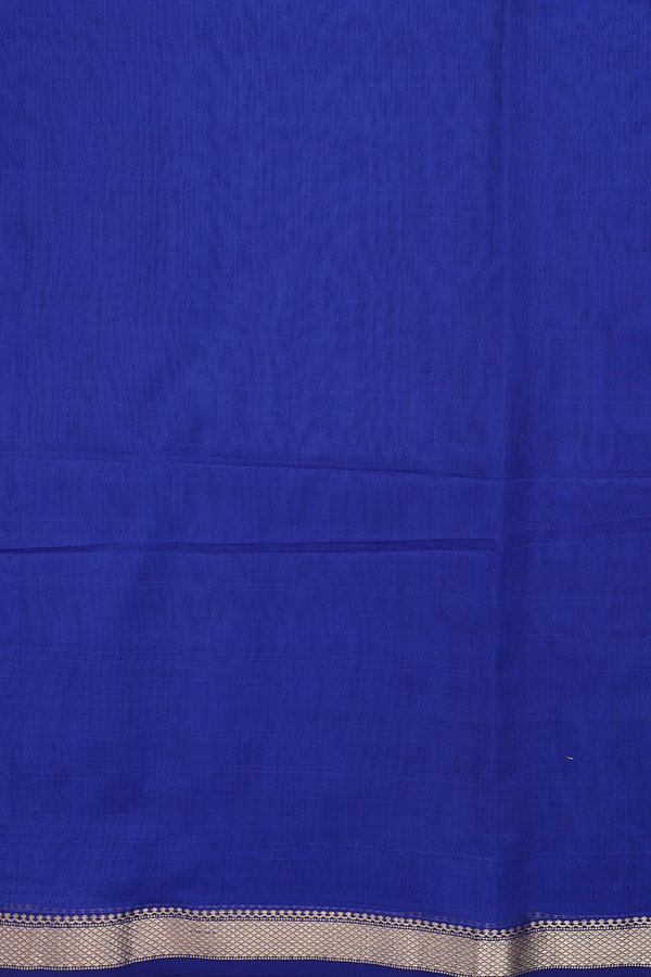 Maheswari Silk Cotton Saree In Indigo Blue With Zari Border