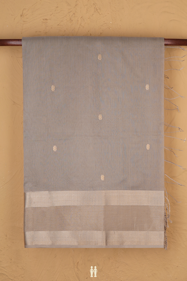 Maheswari Silk Cotton Saree In Khaki With Floral Buttas
