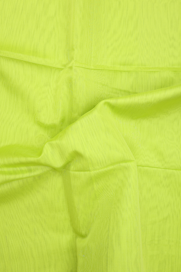 Maheswari Silk Cotton Saree In Lime Green With Zari Border