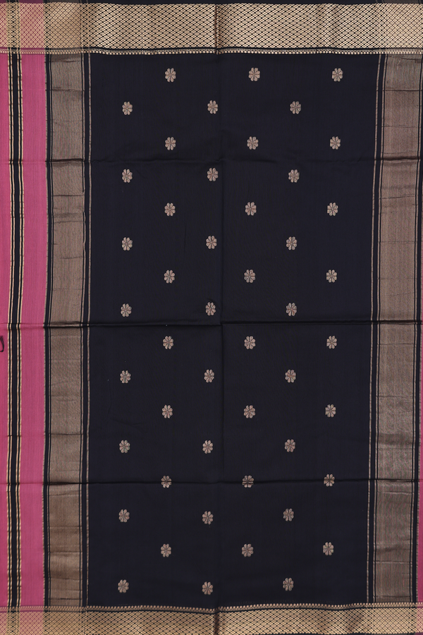 Maheswari Silk Cotton Saree In Mulberry With Floral Buttas