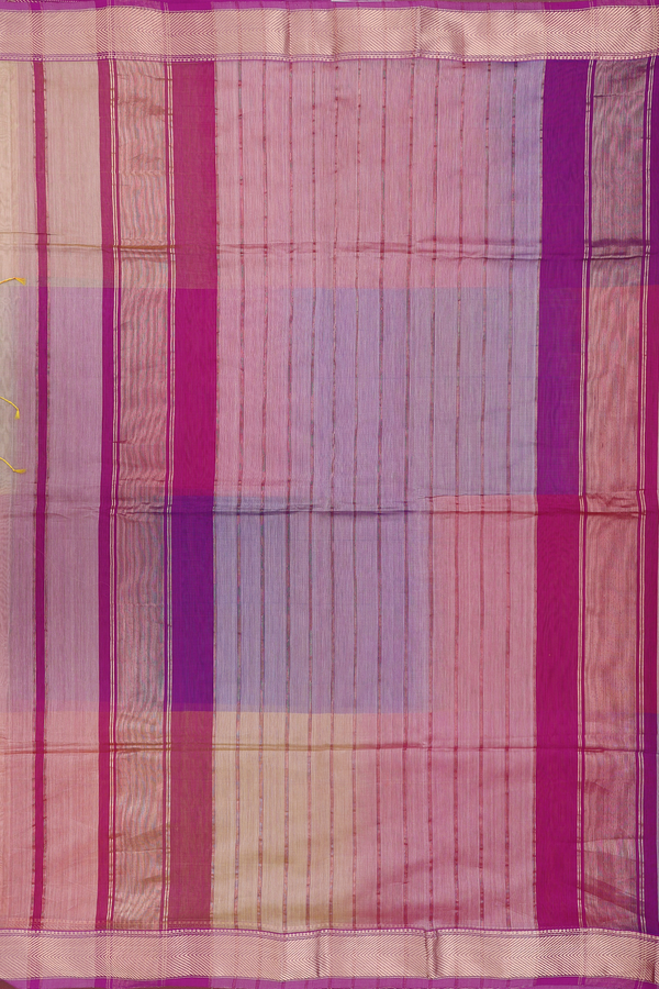 Maheswari Silk Cotton Saree In Multicolor With Contrast Border