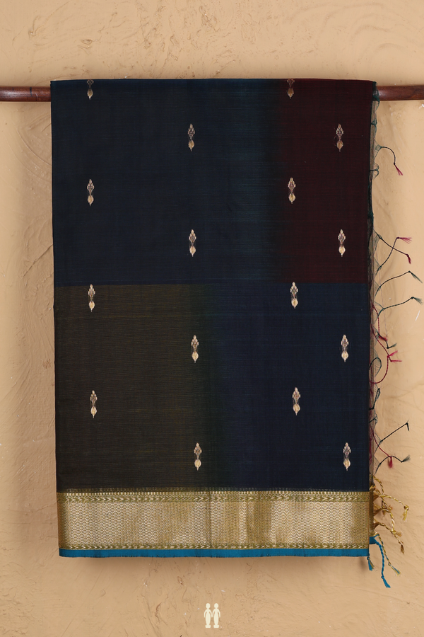 Maheswari Silk Cotton Saree In Multicolor With Zari Buttas