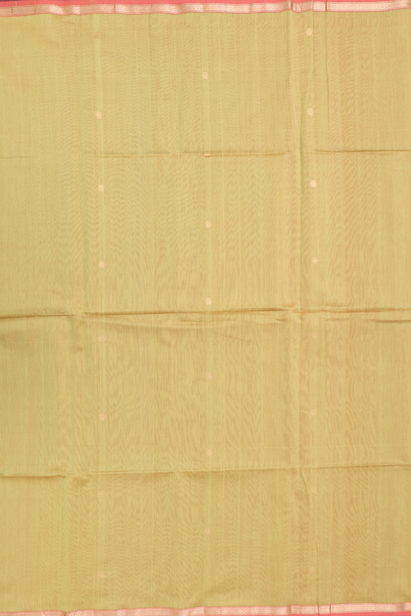 Maheswari Silk Cotton Saree In Olive Yellow With Floral Buttas
