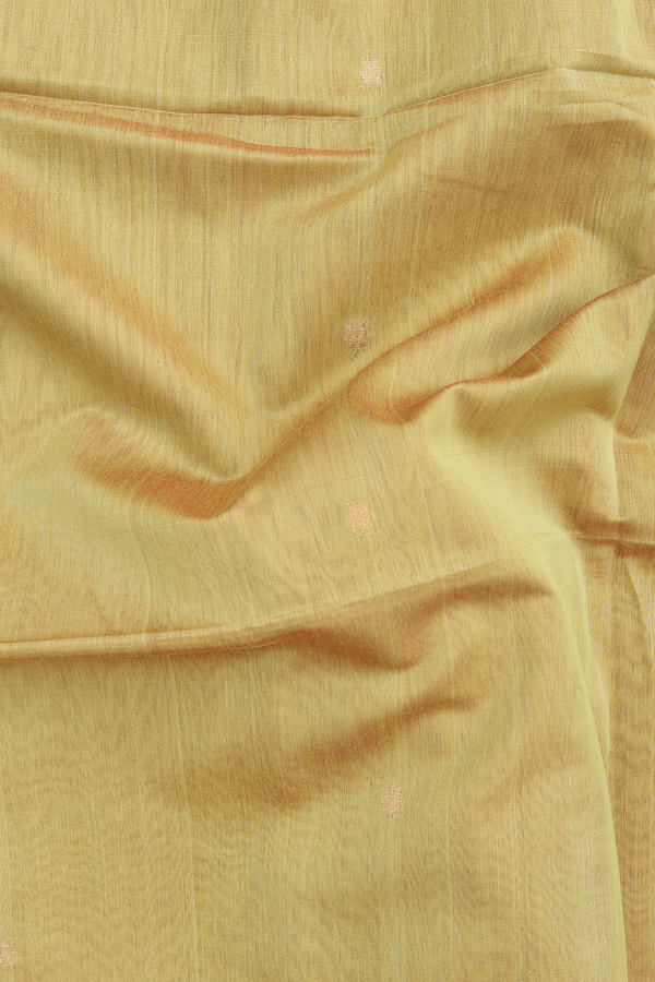 Maheswari Silk Cotton Saree In Olive Yellow With Floral Buttas