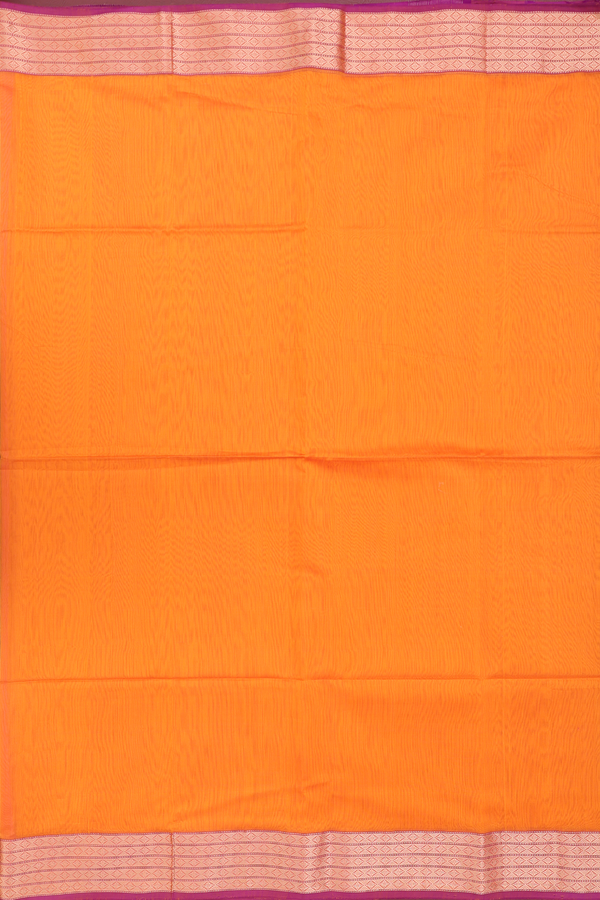 Maheswari Silk Cotton Saree In Orange With Contrast Border
