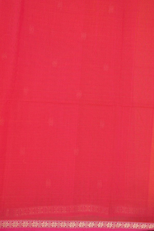 Maheswari Silk Cotton Saree In Orange With Floral Buttas