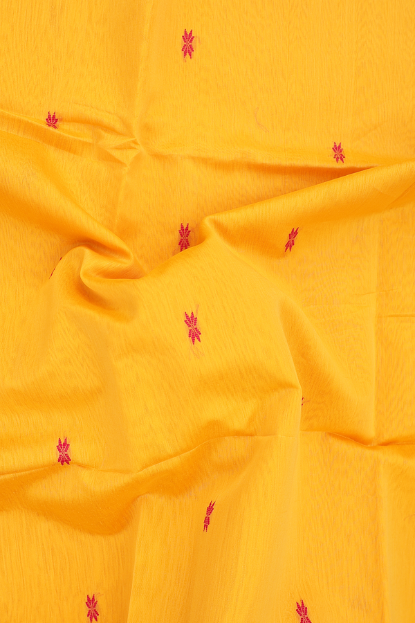 Maheswari Silk Cotton Saree In Orange With Floral Buttas