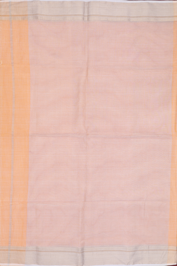 Maheswari Silk Cotton Saree In Orange With Self Checks Design
