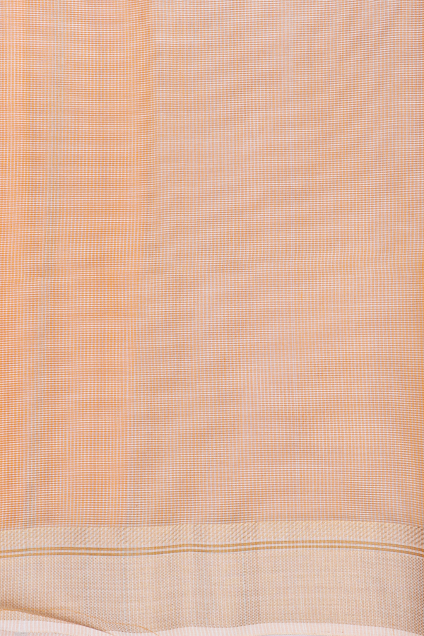 Maheswari Silk Cotton Saree In Orange With Self Checks Design