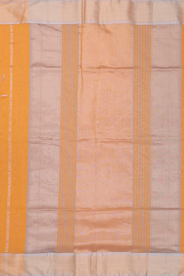 Maheswari Silk Cotton Saree In Orange With Stripes Design