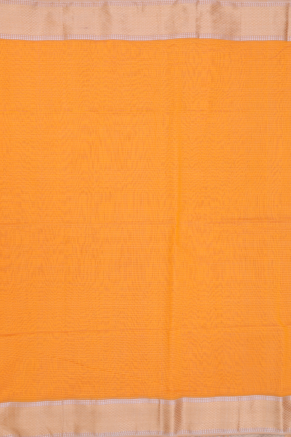 Maheswari Silk Cotton Saree In Orange With Stripes Design