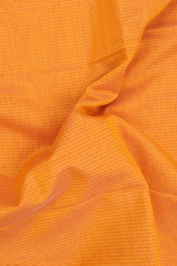 Maheswari Silk Cotton Saree In Orange With Stripes Design