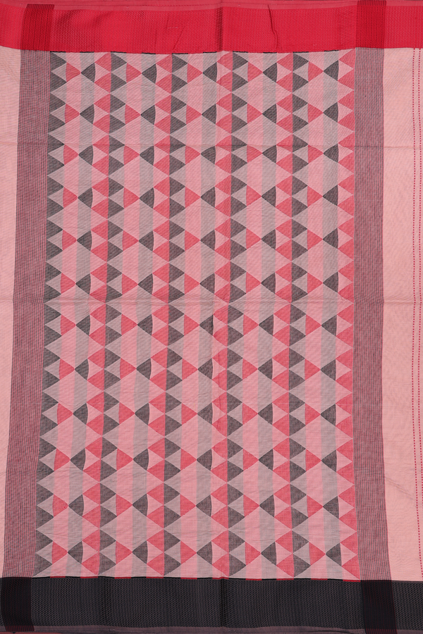 Maheswari Silk Cotton Saree In Orange With Threadwork Border