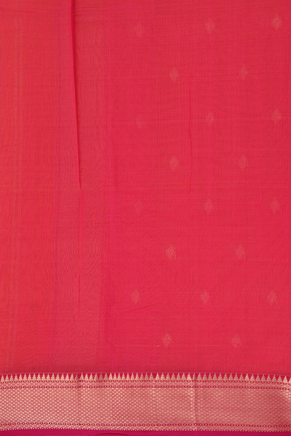 Maheswari Silk Cotton Saree In Orange With Diamond Buttas