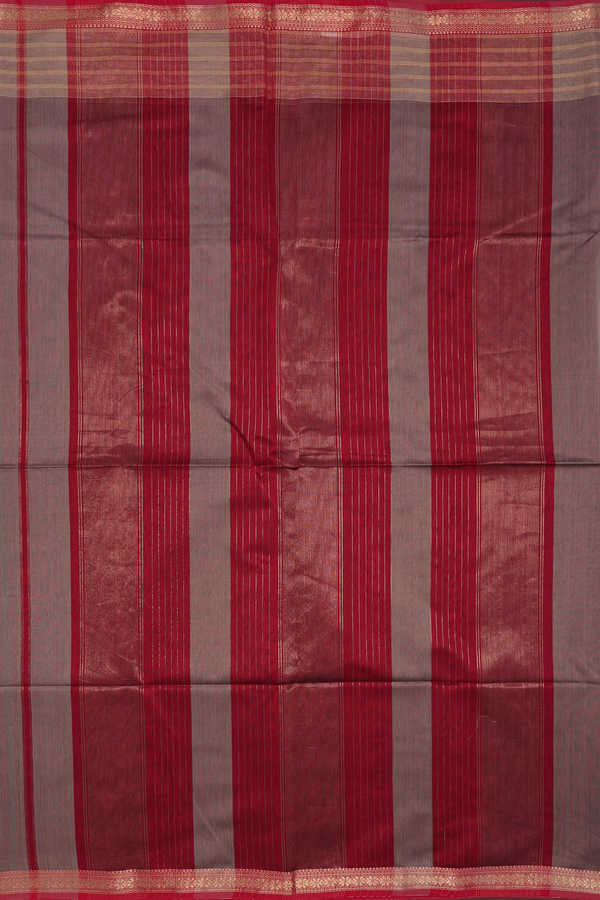 Maheswari Silk Cotton Saree In Oxford Brown With Zari Border