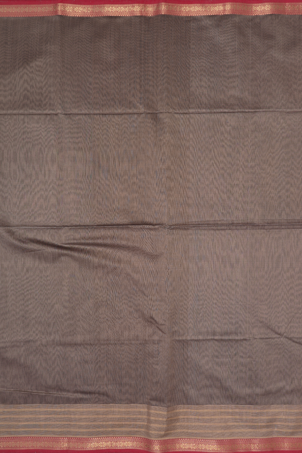 Maheswari Silk Cotton Saree In Oxford Brown With Zari Border