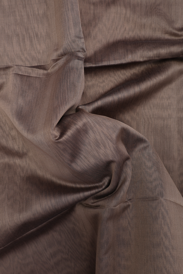 Maheswari Silk Cotton Saree In Oxford Brown With Zari Border