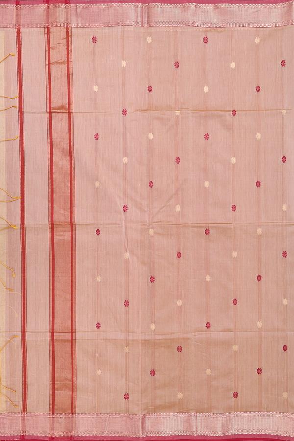 Maheswari Silk Cotton Saree In Pastel Brown With Floral Buttas