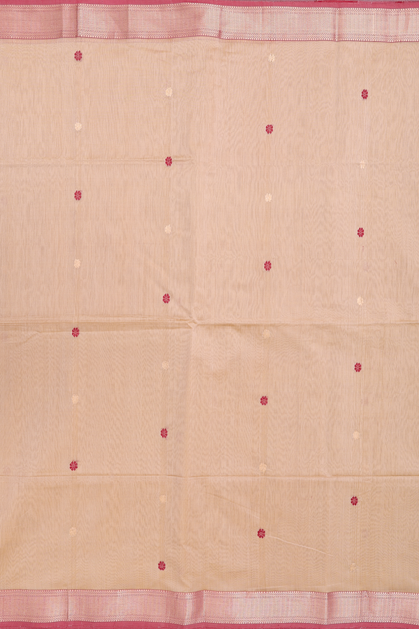 Maheswari Silk Cotton Saree In Pastel Brown With Floral Buttas