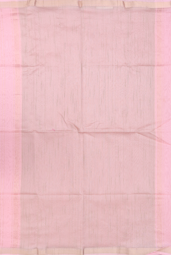 Maheswari Silk Cotton Saree In Pastel Pink With Zari Border