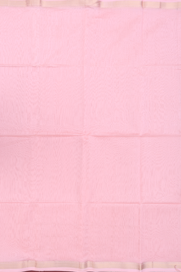 Maheswari Silk Cotton Saree In Pastel Pink With Zari Border
