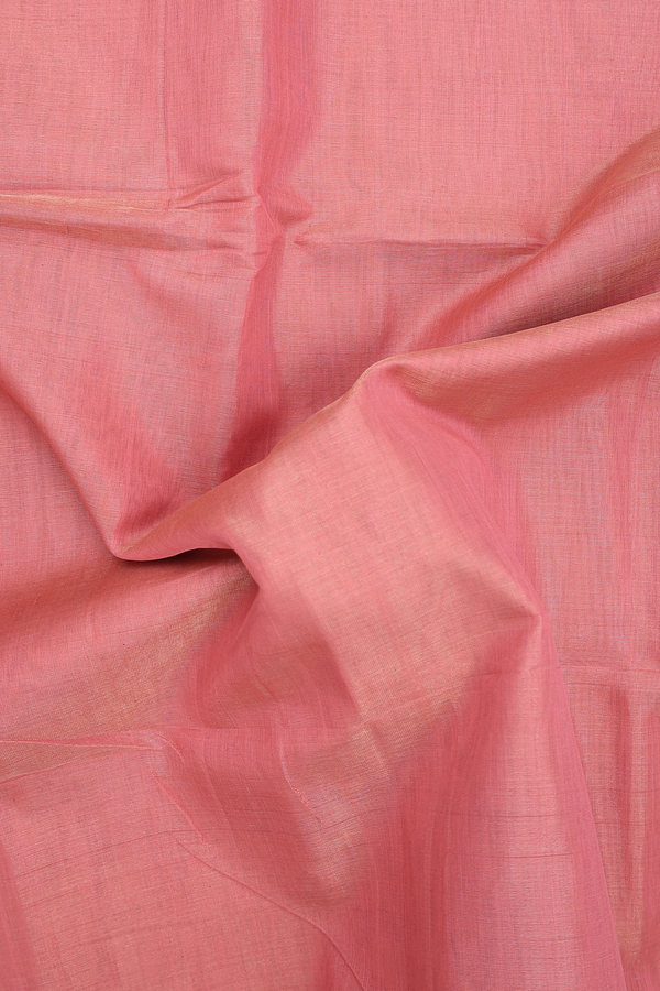 Maheswari Silk Cotton Saree In Peach Tissue With Zari Border