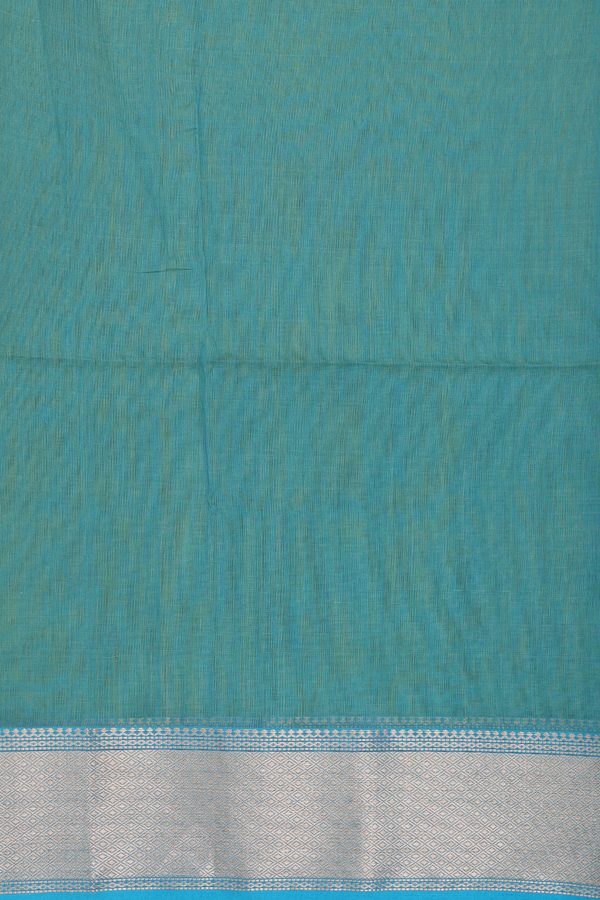 Maheswari Silk Cotton Saree In Pear Green With Zari Border