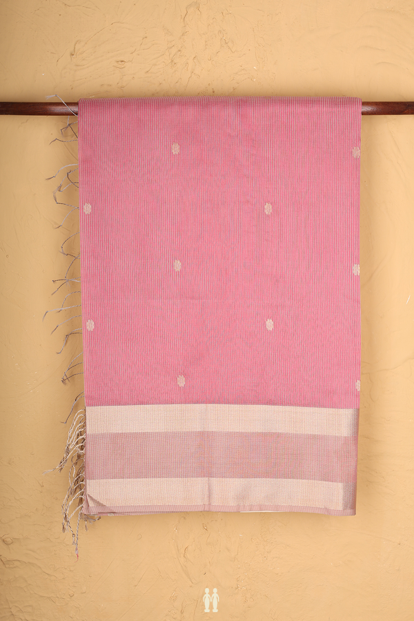 Maheswari Silk Cotton Saree In Pink And Grey With Stripes