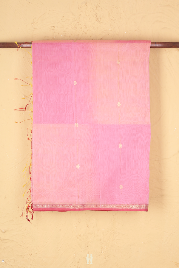Maheswari Silk Cotton Saree In Pink With Floral Buttas